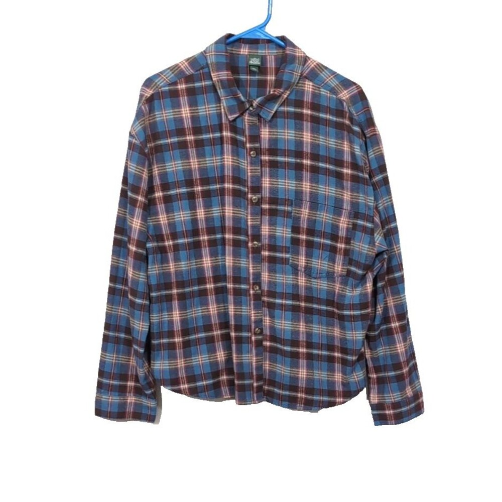 Wild Fable Plaid Flannel Button Up Shirt Size Jr XXL Oversized Boyfriend Fit Top